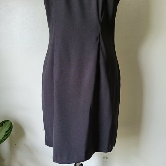 WORN ONCE AGB BLACK SABRINA NECK SHIFT DRESS AUDREY HEPBURN STYLE SZ 12 / L - Picture 3 of 15